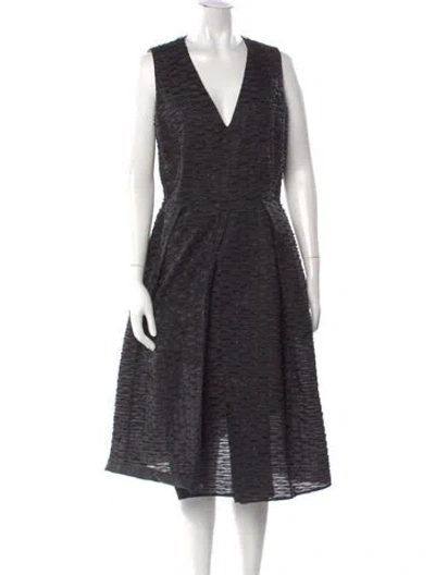 Pre-owned Akris V-neck Midi Length Dress In Black