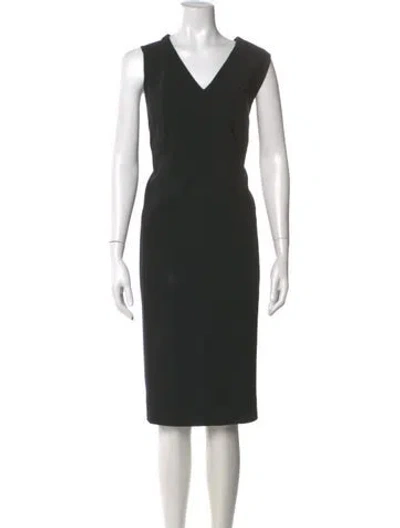 Pre-owned Akris V-neck Midi Length Dress In Black