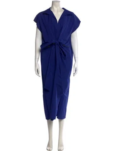 Pre-owned Akris V-neck Midi Length Dress In Blue