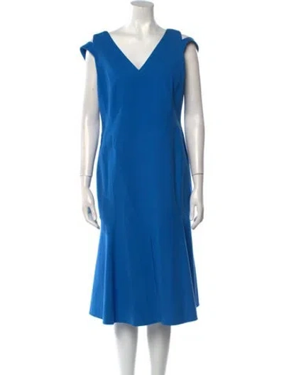 Pre-owned Akris V-neck Midi Length Dress In Blue