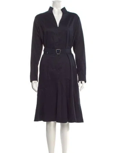 Pre-owned Akris V-neck Midi Length Dress In Blue