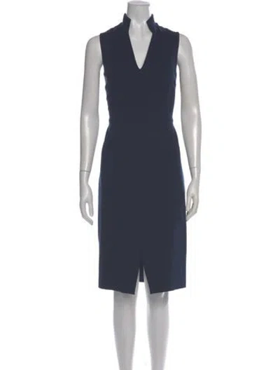 Pre-owned Akris V-neck Midi Length Dress In Blue