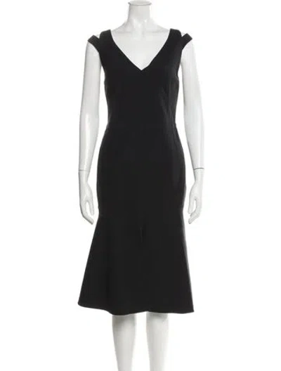 Pre-owned Akris V-neck Midi Length Dress In Gray