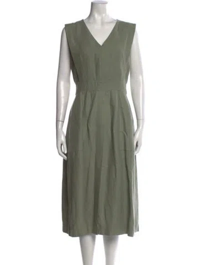 Pre-owned Akris V-neck Midi Length Dress In Green