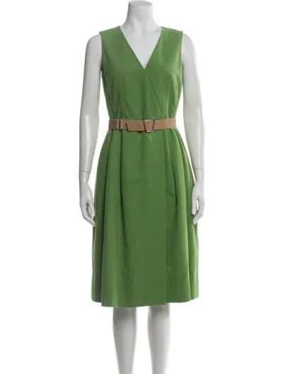Pre-owned Akris V-neck Midi Length Dress In Green