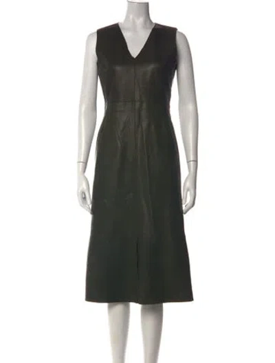 Pre-owned Akris V-neck Midi Length Dress In Green