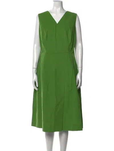 Pre-owned Akris V-neck Midi Length Dress In Green