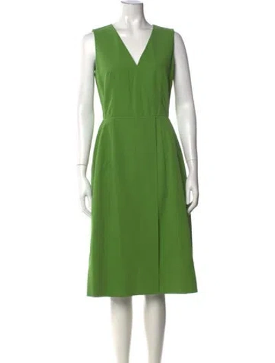 Pre-owned Akris V-neck Midi Length Dress In Green