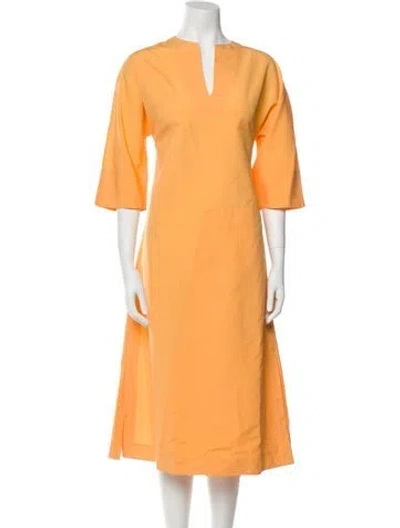 Pre-owned Akris V-neck Midi Length Dress In Orange