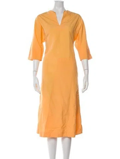 Pre-owned Akris V-neck Midi Length Dress In Orange