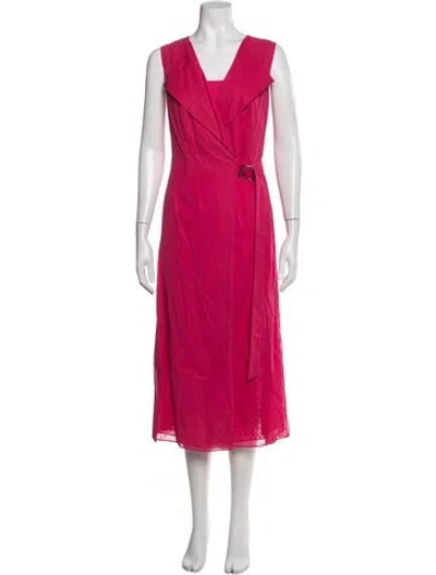 Pre-owned Akris V-neck Midi Length Dress In Pink