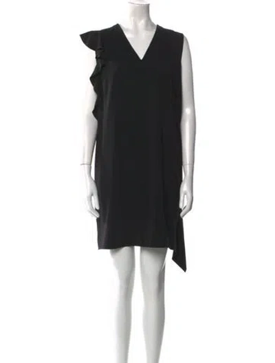 Pre-owned Akris V-neck Mini Dress In Black
