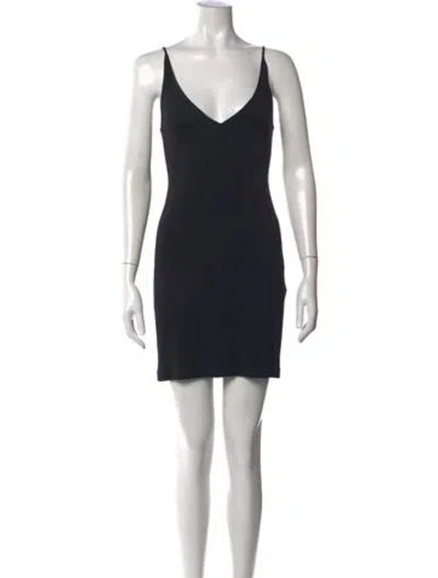 Pre-owned Akris V-neck Mini Dress In Black