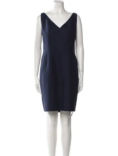 Pre-owned Akris V-neck Mini Dress In Blue