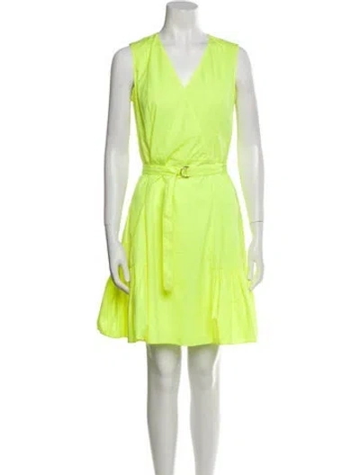 Pre-owned Akris V-neck Mini Dress In Green