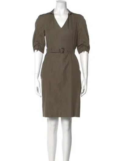Pre-owned Akris V-neck Mini Dress In Green