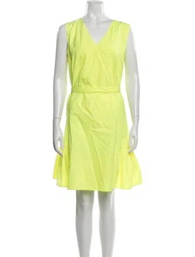 Pre-owned Akris V-neck Mini Dress In Green