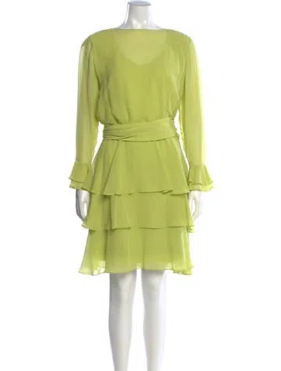 Pre-owned Akris V-neck Mini Dress In Green
