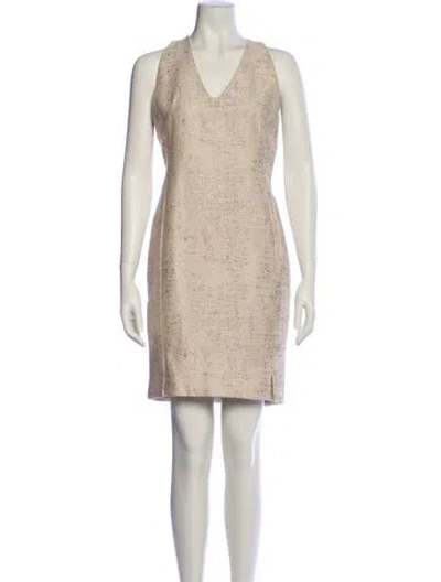 Pre-owned Akris V-neck Mini Dress In Neutral