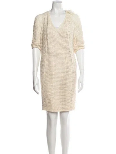 Pre-owned Akris V-neck Mini Dress In Neutral