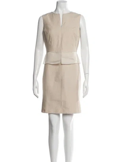 Pre-owned Akris V-neck Mini Dress In Neutral