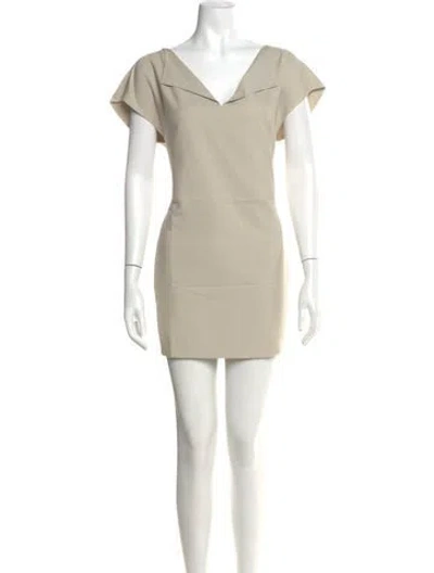 Pre-owned Akris V-neck Mini Dress In Neutral