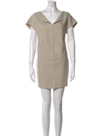 Pre-owned Akris V-neck Mini Dress In Neutrals