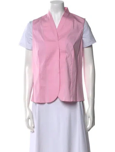 Pre-owned Akris V-neck Short Sleeve Blouse In Pink
