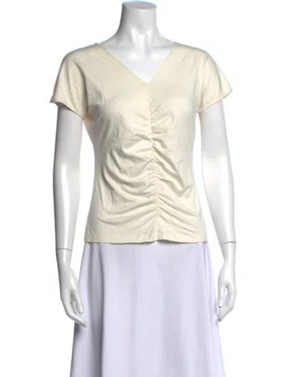 Pre-owned Akris V-neck Short Sleeve T-shirt In Neutrals