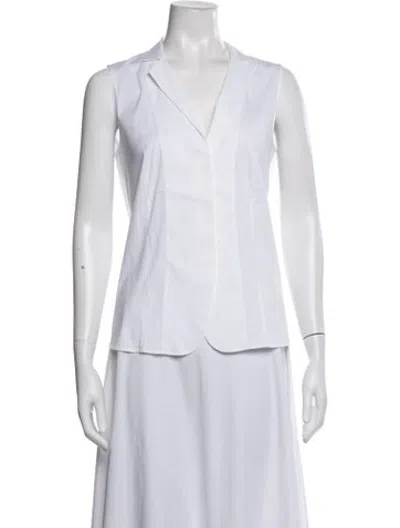 Pre-owned Akris V-neck Sleeveless Blouse In White