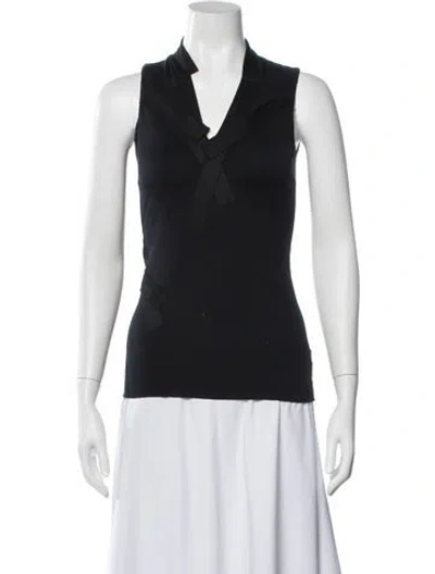 Pre-owned Akris V-neck Sleeveless Top In Black