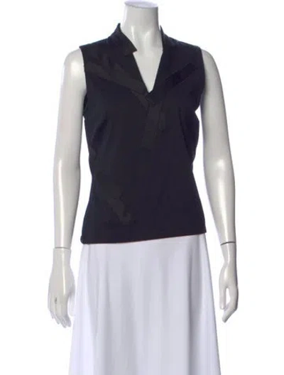 Pre-owned Akris V-neck Sleeveless Top In Blue