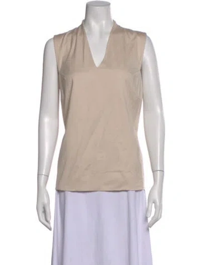 Pre-owned Akris V-neck Sleeveless Top In Neutral