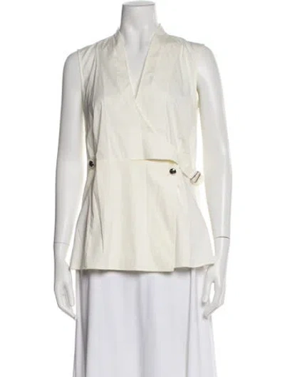 Pre-owned Akris V-neck Sleeveless Top In Neutral