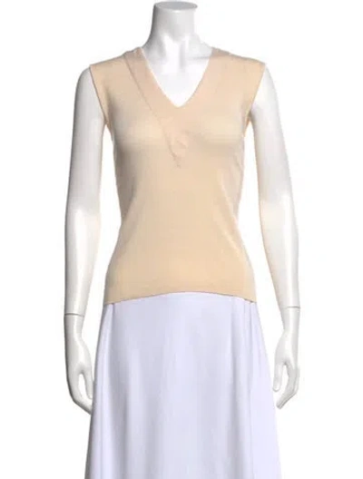 Pre-owned Akris V-neck Sleeveless Top In Neutral