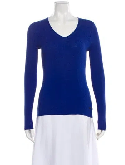 Pre-owned Akris V-neck Sweater In Blue