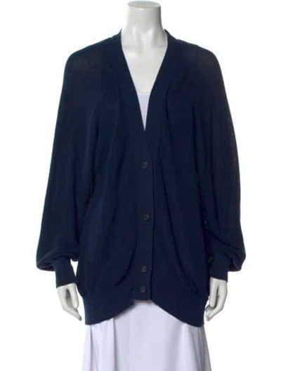 Pre-owned Akris V-neck Sweater In Blue