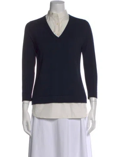 Pre-owned Akris V-neck Sweater In Blue