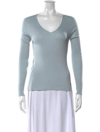 Pre-owned Akris V-neck Sweater In Blue