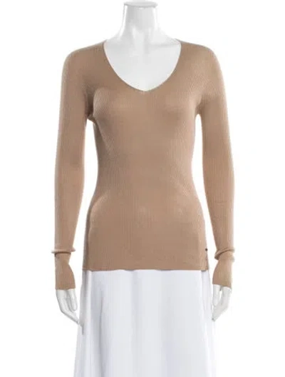 Pre-owned Akris V-neck Sweater In Brown
