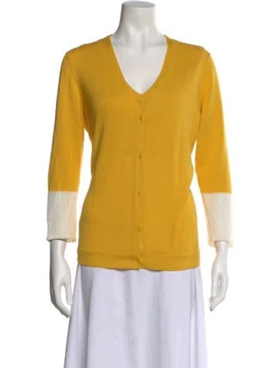 Pre-owned Akris V-neck Sweater In Yellow