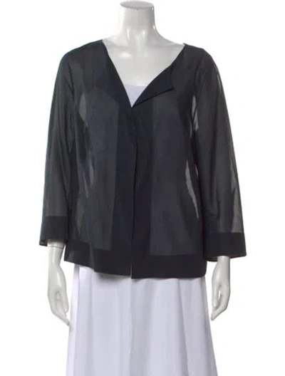 Pre-owned Akris V-neck Three-quarter Sleeve Top In Gray