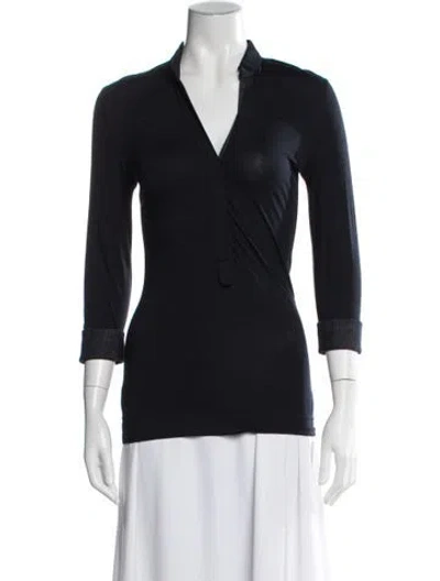 Pre-owned Akris V-neck Three-quarter Sleeve Top In Multi