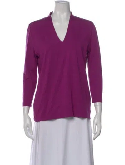 Pre-owned Akris V-neck Three-quarter Sleeve Top In Purple
