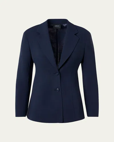 Akris Walker Double-face Wool Single-breasted Jacket In Blue