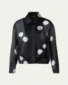 Akris Wanda Windflower-print Silk Crepe Blouson Jacket In Black-cream