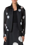 Akris Wanda Windflower-print Silk Crepe Blouson Jacket In Black-cream