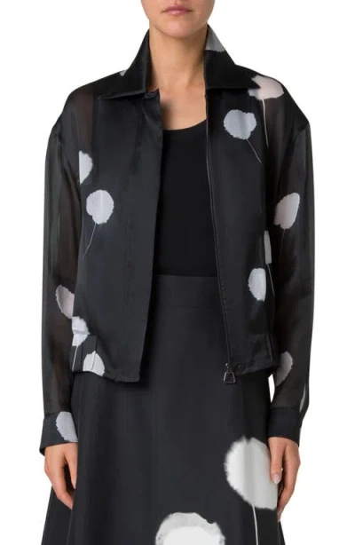 AKRIS AKRIS WANDA WINDFLOWER PRINT SILK ORGANZA CROP JACKET