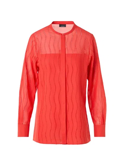 Akris Wave Broderie Anglaise Blouse In Red