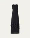 Akris Waves And Ribbons Jacquard A-line Slit Gown In Black